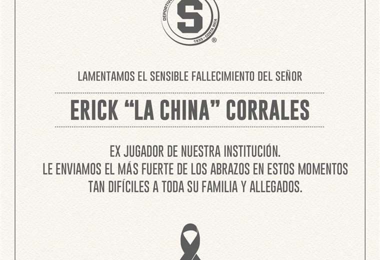 Muere exfutbolista de Saprissa Erick "La China" Corrales